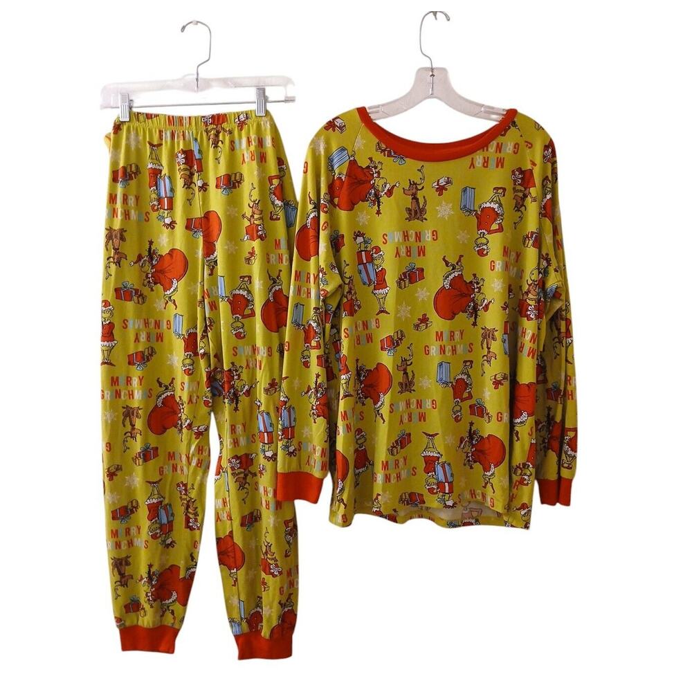 The Grinch Dr Suess Pajamas Womens Sz XL Green Shirt Pants Christmas Whimsical